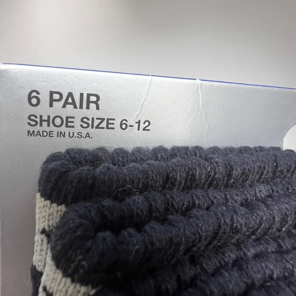 Starter Mens Crew Socks 6 Pair Black Shoe Size 6-12 Athletic Cotton Blend NEW